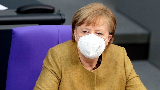 Chancellor Angela Merkel warned earlier Thursday that aggressive mutations will gain the upper hand in the country sooner or later, threatening to destroy progress made in containing the pandemic. (AP Photo/Michael Sohn)(AP)