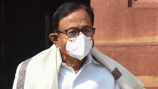 Congress MP P Chidambaram at Parliament during the ongoing Budget Session, in New Delhi, Wednesday Feb. 3, 2021.(PTI)