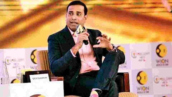 VVS Laxman in conversation at an event.(Twitter)