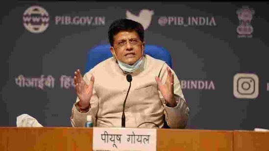 Union railways minister Piyush Goyal during a press briefing.(PTI File Photo)