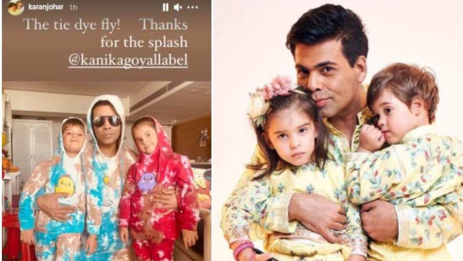 Karan Johar, Yash and Roohi are a riot of colours, father-son twin ...