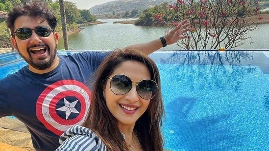 Madhuri Dixit with her husband Shriram Nene.