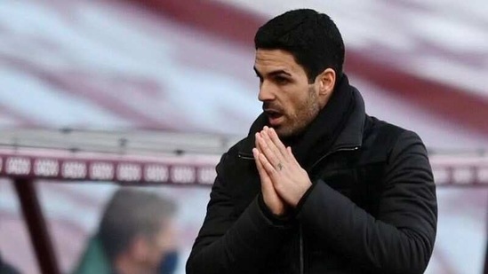 FILE PHOTO: Soccer Football - Premier League - Aston Villa v Arsenal - Villa Park, Birmingham, Britain - February 6, 2021 Arsenal manager Mikel Arteta (Pool via REUTERS)