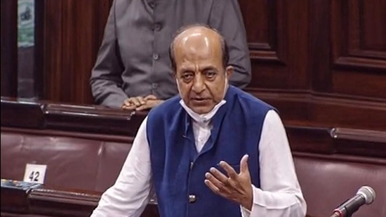 TMC MP Dinesh Trivedi speaks in the Rajya Sabha during the ongoing Budget Session of Parliament, in New Delhi, Friday. (PTI)