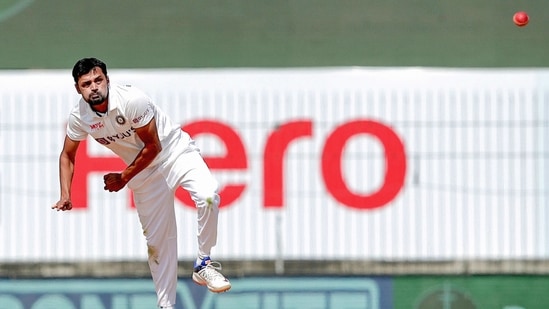 India's Shahbaz Nadeem in action during the 4th day of first cricket test match between India and England, at M.A. Chidambaram Stadium.(PTI)