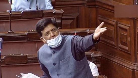 **EDS: VIDEO GRAB** New Delhi: Railways Minister Piyush Goyal speaks in the Rajya Sabha during ongoing Budget Session of Parliament, in New Delhi, Wednesday, Feb. 10, 2021. (RSTV/PTI Photo) (PTI02_10_2021_000075B) (PTI) **EDS: VIDEO GRAB** New Delhi: Railways Minister Piyush Goyal speaks in the Rajya Sabha during ongoing Budget Session of Parliament, in New Delhi, Wednesday, Feb. 10, 2021. (RSTV/PTI Photo) (PTI02_10_2021_000075B) (PTI)