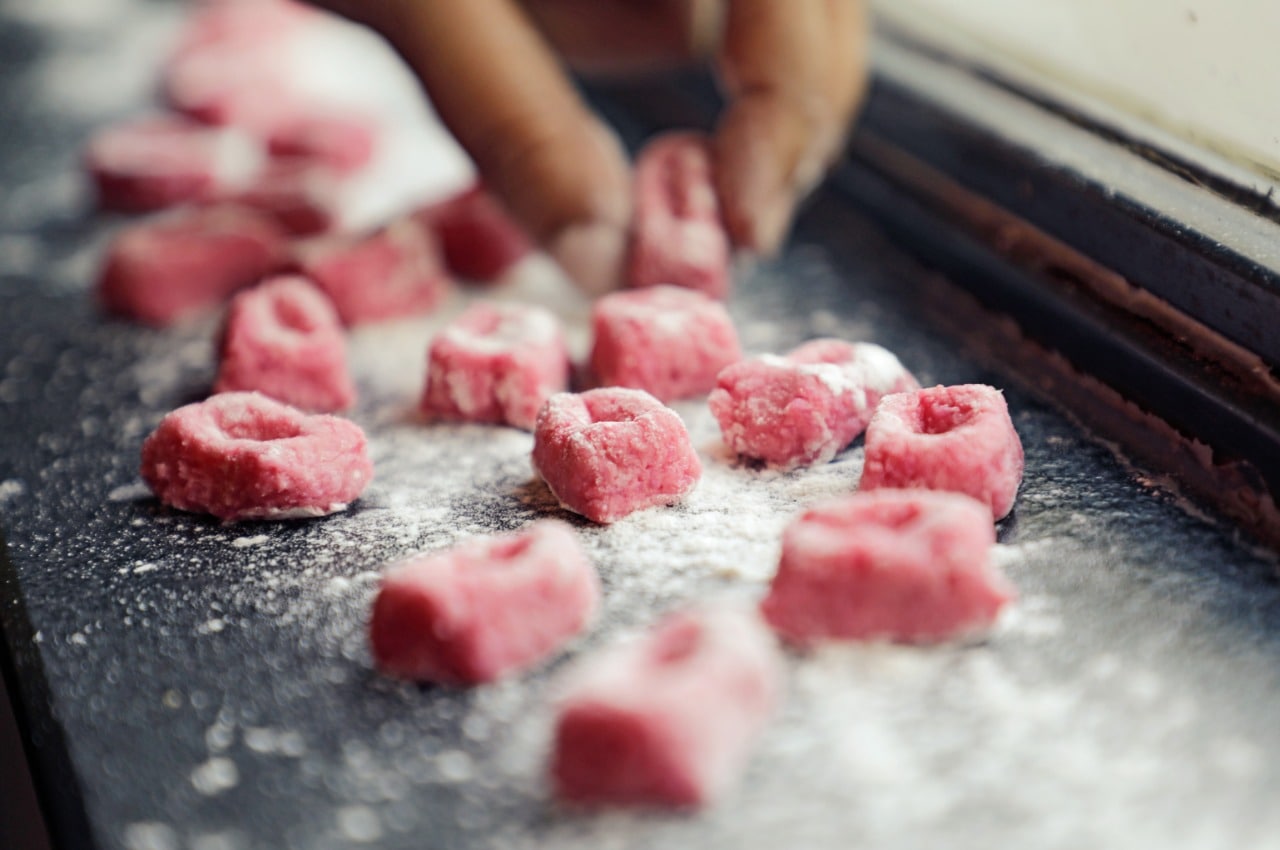 Beetroot gnocchi with cheese sauce is by loved by one and all Beetroot gnocchi with cheese sauce is by loved by one and all