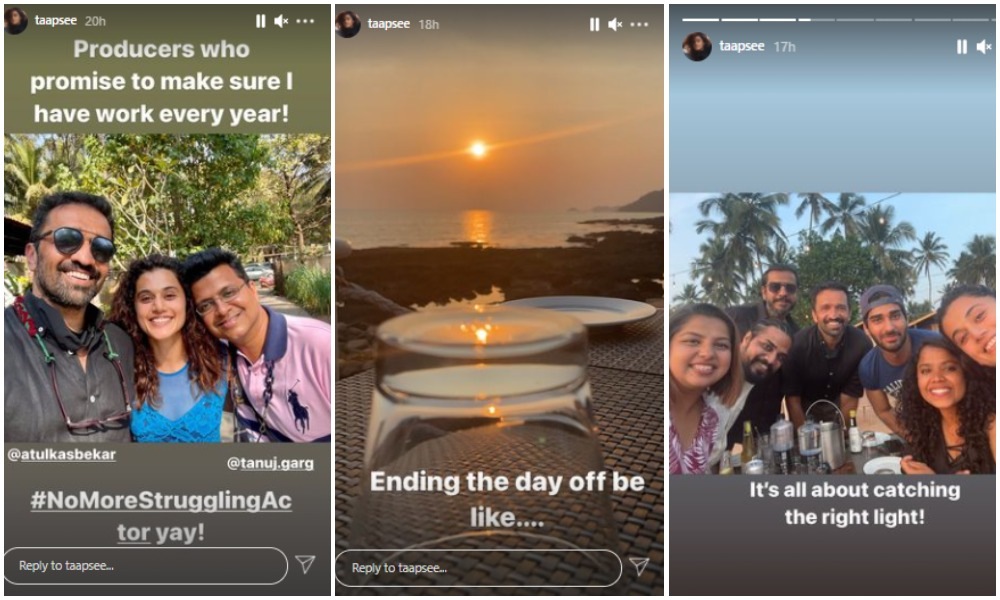 Taapsee Pannu shared more pictures as Instagram Stories. Taapsee Pannu shared more pictures as Instagram Stories.