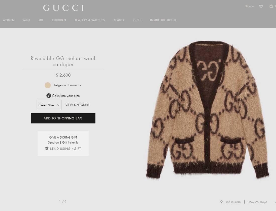 Priyanka Chopra's sweater is worth  ₹1.9 lakh (Gucci.com)