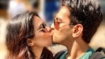 Aditya Narayan and Shweta Agarwal share a passionate kiss on Kiss Day. Aditya Narayan and Shweta Agarwal share a passionate kiss on Kiss Day.