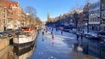 Dozens of skaters took to the frozen surface of Amsterdam's historic Prinsengracht canal.(AP) Dozens of skaters took to the frozen surface of Amsterdam's historic Prinsengracht canal.(AP)