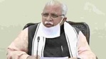 Haryana chief minister Manohar Lal Khattar during a meeting with officers engaged in crop procurement.(HT Photo) Haryana chief minister Manohar Lal Khattar during a meeting with officers engaged in crop procurement.(HT Photo)