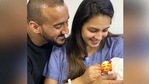 Anita Hassanandani and Rohit Reddy with their son. Anita Hassanandani and Rohit Reddy with their son.