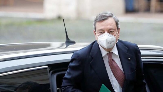 Prime Minister Mario Draghi arrives at Quirinale Presidential Palace, before the sworn-in of Italy's new government, in Rome, Italy. (REUTERS)
