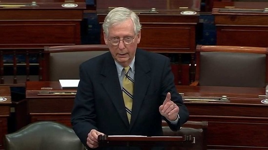 U.S. Senate Minority Leader Mitch McConnell.(U.S. Senate TV via REUTERS)