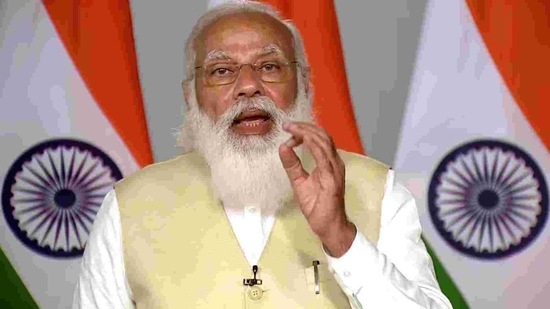Prime Minister Narendra Modi speaks via video conferencing in New Delhi on Wednesday. (ANI Photo) Prime Minister Narendra Modi speaks via video conferencing in New Delhi on Wednesday. (ANI Photo)