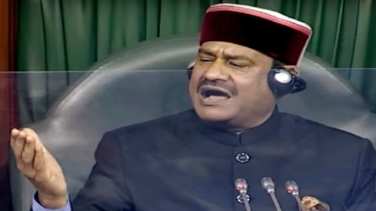 Lok Sabha Speaker Om Birla speaks during the Budget Session of Parliament in New Delhi on Saturday. (ANI Photo)