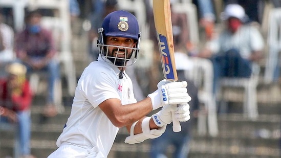 India's Ajinkya Rahane plays a shot during the 1st day of second cricket test match between India and England, at M.A. Chidambaram Stadium, in Chennai, Saturday, Feb. 13, 2021. (PTI) India's Ajinkya Rahane plays a shot during the 1st day of second cricket test match between India and England, at M.A. Chidambaram Stadium, in Chennai, Saturday, Feb. 13, 2021. (PTI)