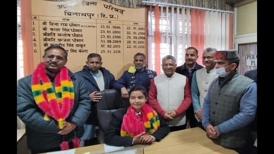 Muskan, 21, is the youngest person to be elected as zila parishad chairperson from Bilaspur district. (HT Photo) Muskan, 21, is the youngest person to be elected as zila parishad chairperson from Bilaspur district. (HT Photo)