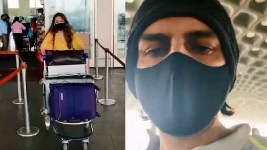 Kartik Aaryan and his sister Kritika at the airport. Kartik Aaryan and his sister Kritika at the airport.