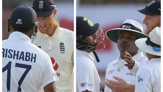 Rishabh Pant and Ben Stokes arguing even as umpires intervene during India vs England 2nd Test Day 1 in Chennai(BCCI)