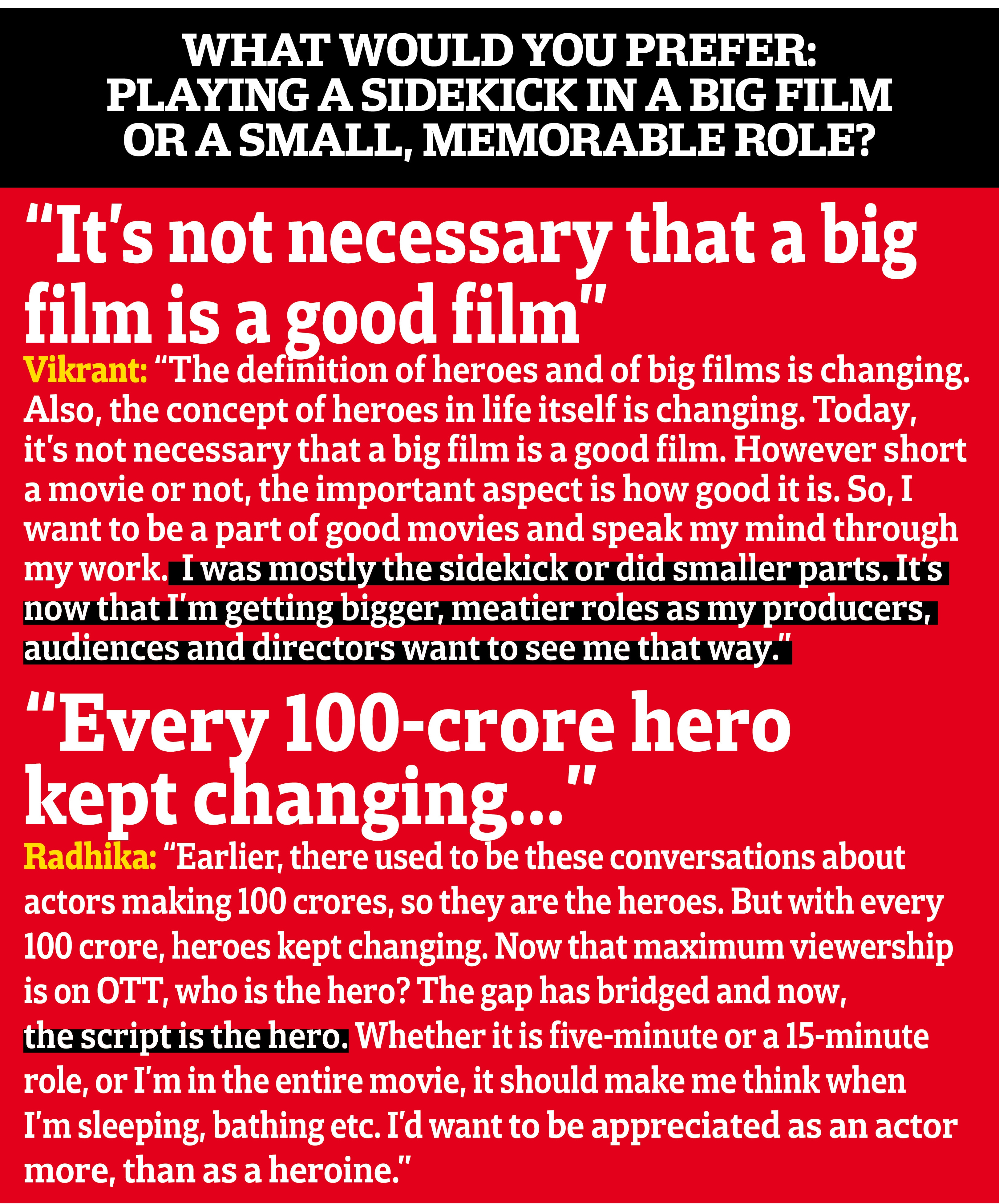 Vikrant Massey and Radhika Madan on heroes and sidekicks Vikrant Massey and Radhika Madan on heroes and sidekicks