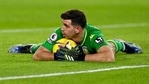 Aston Villa's goalkeeper Emiliano Martinez makes a save during the English Premier League soccer match between Brighton and Aston Villa at the Falmer Stadium in Brighton.(AP) Aston Villa's goalkeeper Emiliano Martinez makes a save during the English Premier League soccer match between Brighton and Aston Villa at the Falmer Stadium in Brighton.(AP)