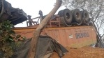 Such was the impact that the truck overturned after the accident.(HT Photo) Such was the impact that the truck overturned after the accident.(HT Photo)