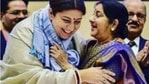 Smriti Irani posted the picture with late Sushma Swaraj on Sunday. (@smritiirani/Twitter Photo ) Smriti Irani posted the picture with late Sushma Swaraj on Sunday. (@smritiirani/Twitter Photo )