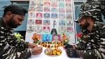 Central Reserve Police Force (CRPF) personnel pay tribute to the martyrs, on the eve of the second anniversary of Pulwama attack, in Jammu, Saturday, Feb. 13, 2021. (PTI Photo)(PTI) Central Reserve Police Force (CRPF) personnel pay tribute to the martyrs, on the eve of the second anniversary of Pulwama attack, in Jammu, Saturday, Feb. 13, 2021. (PTI Photo)(PTI)