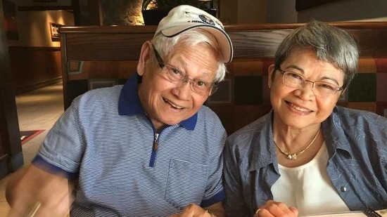 This 2018 photo provided by Cris Charbonneau shows Gil and Mercy Galicia in Beaverton, Ore. The couple have barely left their home since coronavirus lockdowns began, said their daughter, Cris Charbonneau. They had not been able to see their large, close-knit family, three children and six grandchildren spread across the country. Like many seniors, the year has been especially hard on them.( AP)