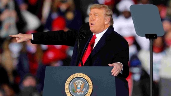 Donald Trump gesturing while campaigning in Dalton, Georgia, US, January 4, 2021. (Reuters File Photo )