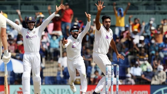 Ravichandran Ashwin appeals during the 2nd test match against England at MA Chidambaram Stadium, in Chennai(BCCI/Twitter)