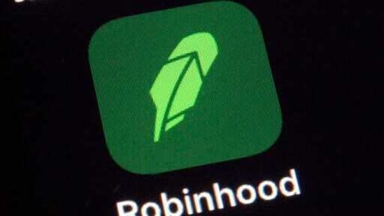 The logo for the Robinhood app on a smartphone in New York.(AP)