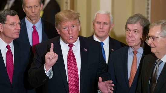 With Trump hinting afterward at a possible political future, even as other Republicans said it was time to move on, the stark divide facing the party was on full view. (AP) With Trump hinting afterward at a possible political future, even as other Republicans said it was time to move on, the stark divide facing the party was on full view. (AP)