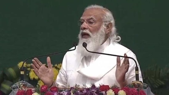 Prime Minister Narendra Modi speaking at an event in Chennai on Sunday. (BJPlive/Twitter ) Prime Minister Narendra Modi speaking at an event in Chennai on Sunday. (BJPlive/Twitter )