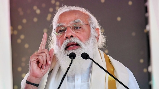 Prime Minister Narendra Modi addresses at the inauguration and foundation stone laying ceremony of various projects in Chennai,(PTI) Prime Minister Narendra Modi addresses at the inauguration and foundation stone laying ceremony of various projects in Chennai,(PTI)