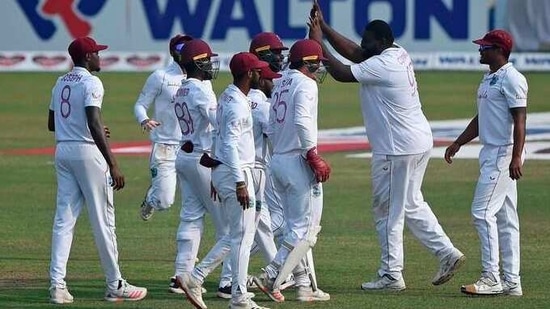 West Indies cricketers celebrate(ICC/Twitter)