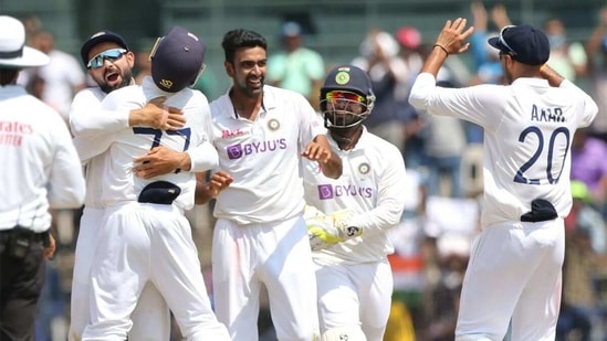 R Ashwin celebrates a wicket with his teammates. (BCCI) R Ashwin celebrates a wicket with his teammates. (BCCI)