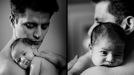 Karanvir Bohra with his baby girl, Gia Vanessa Snow.