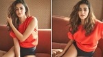 Ananya Panday in red top and black shorts(Instagram/ lakshmilehr) Ananya Panday in red top and black shorts(Instagram/ lakshmilehr)