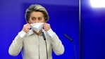 European Commission President Ursula von der Leyen takes off her protective face mask as she prepares to speak during a media conference.(AP) European Commission President Ursula von der Leyen takes off her protective face mask as she prepares to speak during a media conference.(AP)