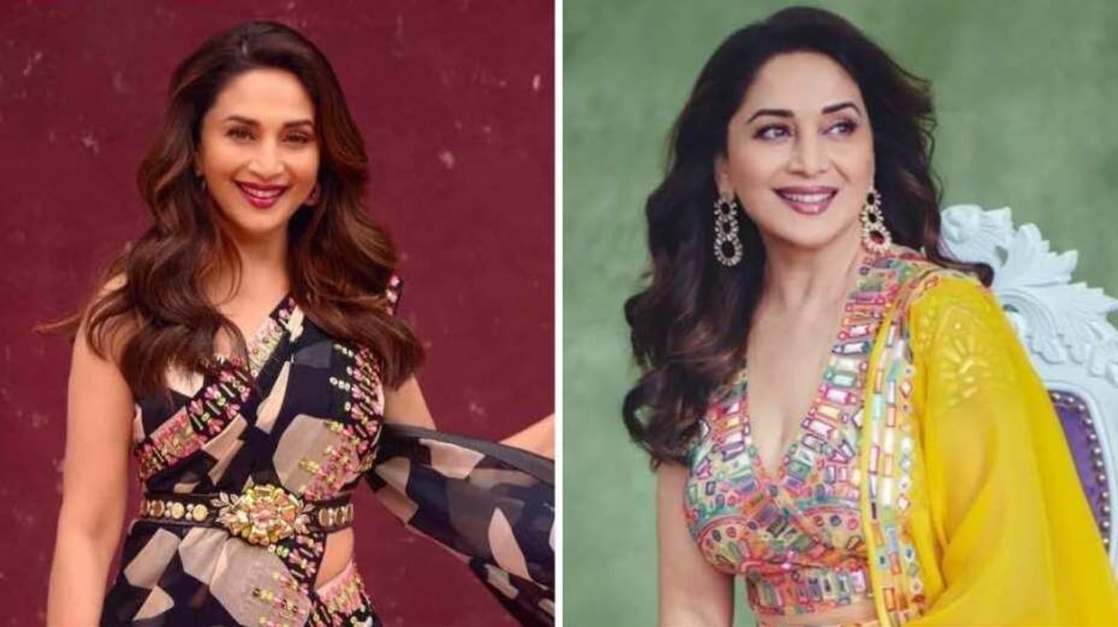 Madhuri Dixit looks like a ray of sunshine in a yellow mirror work