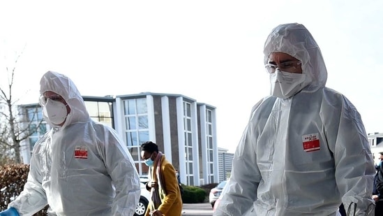Marseille firefighters brigade carry out a health assessment operation by analysing wastewater to look for traces of Covid-19 in a retirement home, on February 15, 2021 in Metz, eastern France. - The battalion of Marseille firefighters sent 11 men to carry out analyses and train local firefighters as the department in the Grand Est has a 'higher than average' incidence of the new Covid19 variants. (Photo by JEAN-CHRISTOPHE VERHAEGEN / AFP) (AFP) Marseille firefighters brigade carry out a health assessment operation by analysing wastewater to look for traces of Covid-19 in a retirement home, on February 15, 2021 in Metz, eastern France. - The battalion of Marseille firefighters sent 11 men to carry out analyses and train local firefighters as the department in the Grand Est has a 'higher than average' incidence of the new Covid19 variants. (Photo by JEAN-CHRISTOPHE VERHAEGEN / AFP) (AFP)