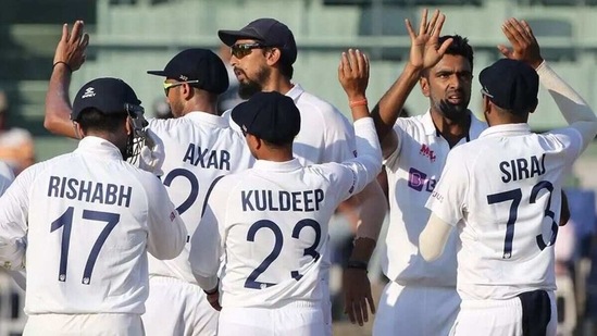 Off-spinner Ravichandran Ashwin celebrates the wicket of England opener Rory Burns ahead of stumps on the third day of second India vs England Test in Chennai (Twitter)