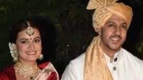 Dia Mirza and Vaibhav Rekhi on their wedding day.