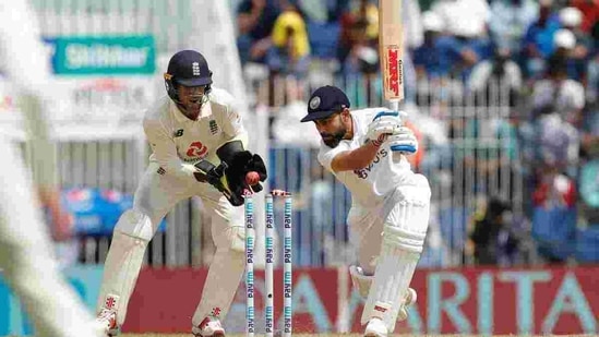 Virat Kohli was bowled through the gate for 0. It was his 11th duck in Test matches and seventh as captain. (BCCI)