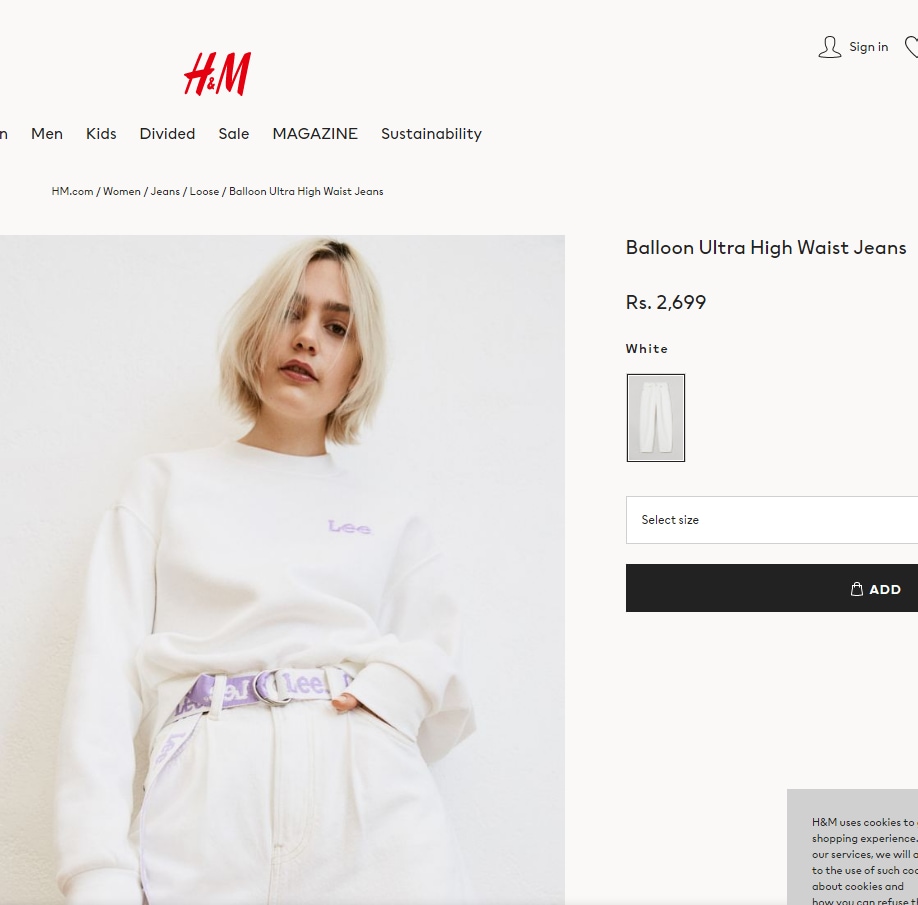 Kiara's jeans are worth  ₹2,699. (hm.com)