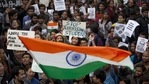 Students wave the national flag and shout slogans during a protest at the Jawaharlal Nehru University against the arrest of a student union leader in New Delhi(AP Photo) Students wave the national flag and shout slogans during a protest at the Jawaharlal Nehru University against the arrest of a student union leader in New Delhi(AP Photo)