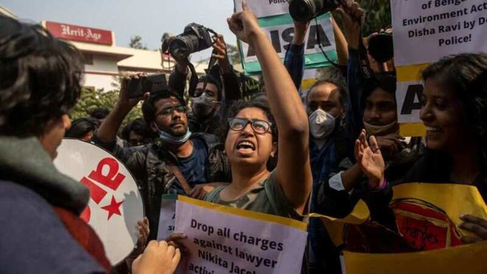 Students protest outside Delhi Police HQ, demand Disha Ravi’s release ...